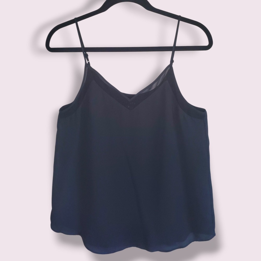 1 STATE Black Sheer V Neck Cami Tank Top Size S‎ Women's Sleeveless